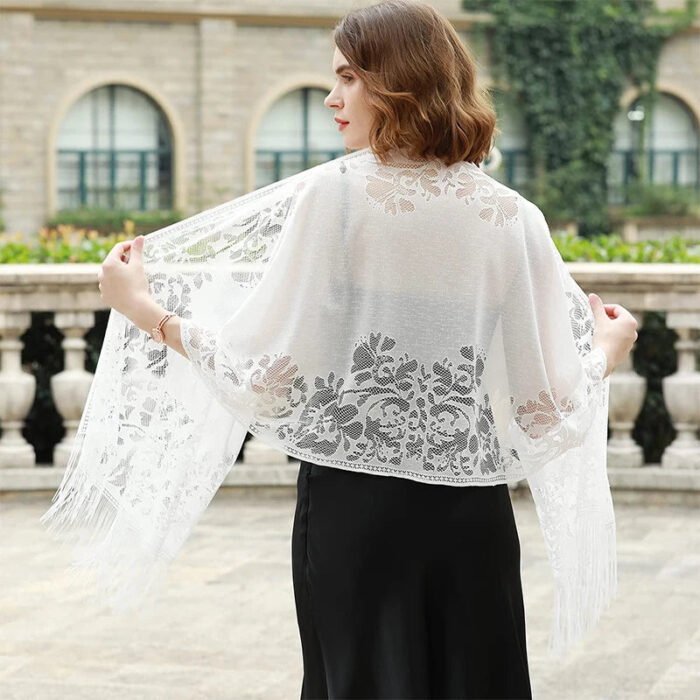 Étole Femme En Mousseline Légère – 175x70 Cm, Pour Mariage, Soirée, Robe De Mariée - 5